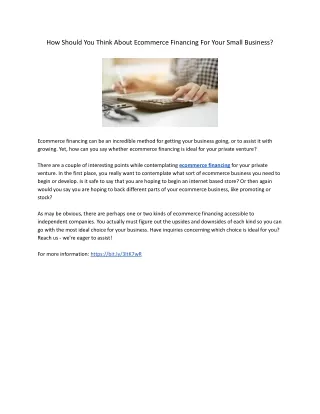 how should you think about ecommerce financing
