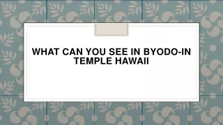 what can you see in byodo in temple hawaii