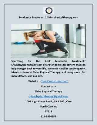 Tendonitis Treatment  Shivaphysicaltherapy