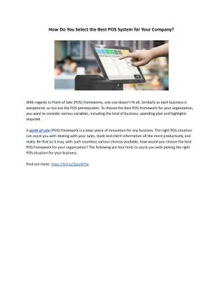 how do you select the best pos system for your