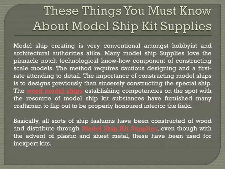 these things you must know about model ship kit supplies