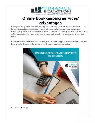 Online Bookkeeping Services' Advantages