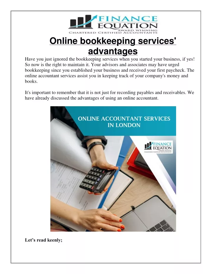 online bookkeeping services advantages have