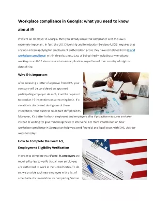 Workplace compliance in Georgia: what you need to know about i9