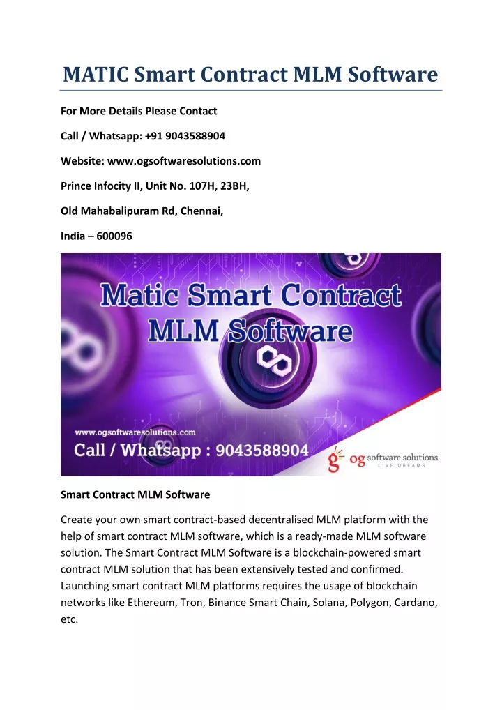 matic smart contract mlm software