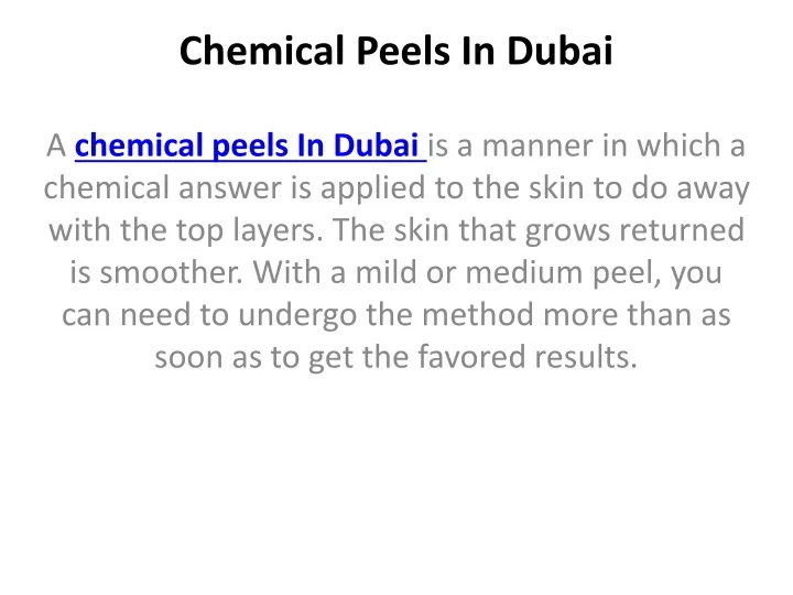 chemical peels in dubai