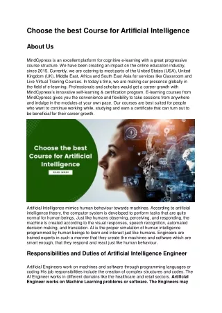 choose the best course for artificial