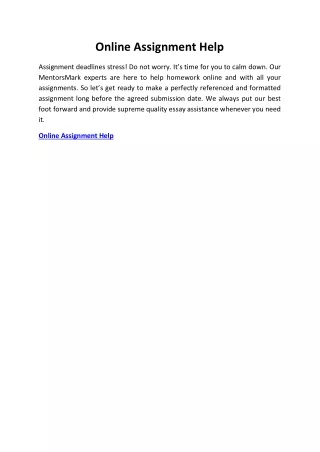 Online Assignment Help
