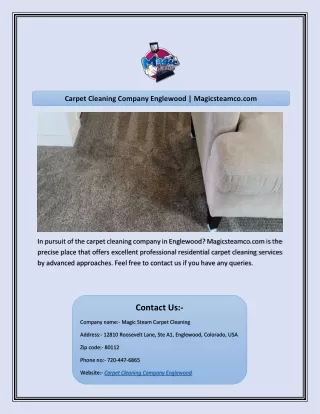 Carpet Cleaning Company Englewood | Magicsteamco.com