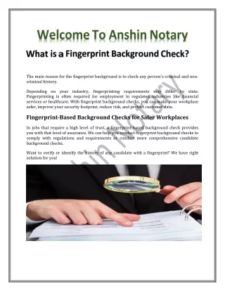 What is a Fingerprint Background Check