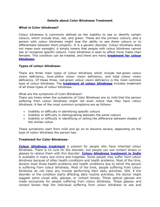 details about color blindness treatment