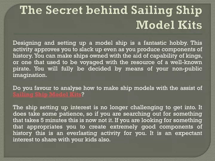 the secret behind sailing ship model kits