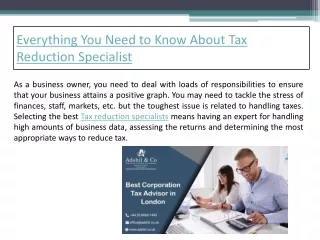 Everything You Need to Know About Tax Reduction Specialist