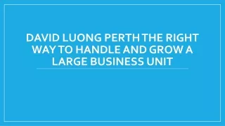 david luong perth the right way to handle and grow a large business unit