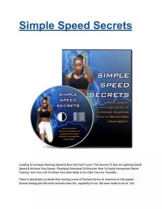 Simple Speed Secrets