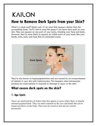 How to Remove Dark Spots from your Skin