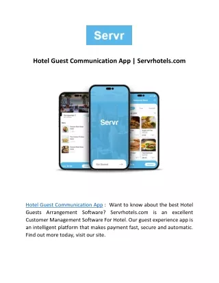 Hotel Guest Communication App | Servrhotels.com