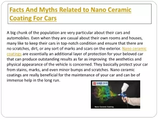 Facts And Myths Related to Nano Ceramic Coating For Cars