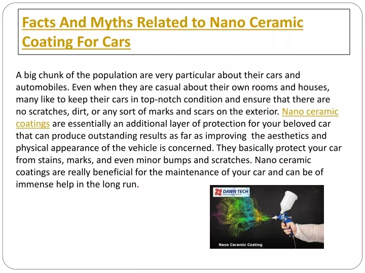 facts and myths related to nano ceramic coating for cars