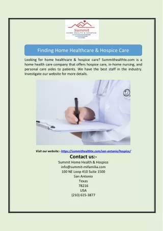 Finding Home Healthcare & Hospice Care