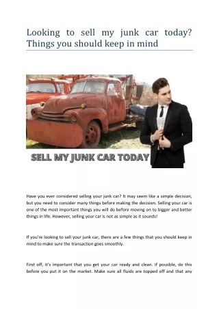 Sell my junk car today