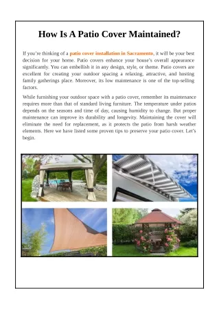 how is a patio cover maintained