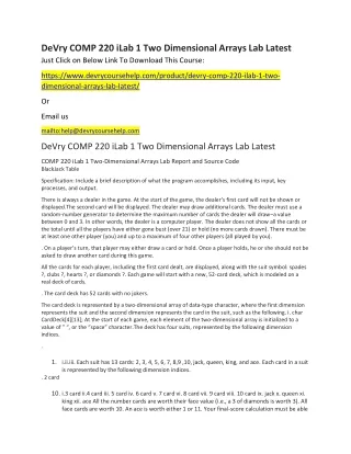 devry comp 220 ilab 1 two dimensional arrays