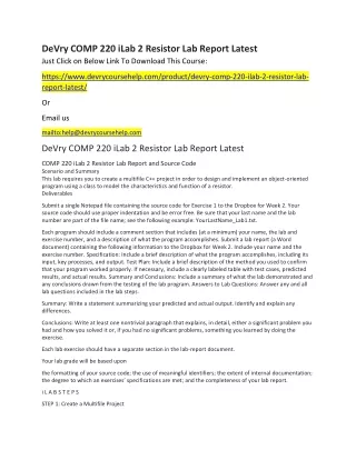 devry comp 220 ilab 2 resistor lab report latest
