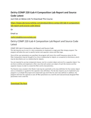 DeVry COMP 220 iLab 4 Composition Lab Report and Source Code Latest