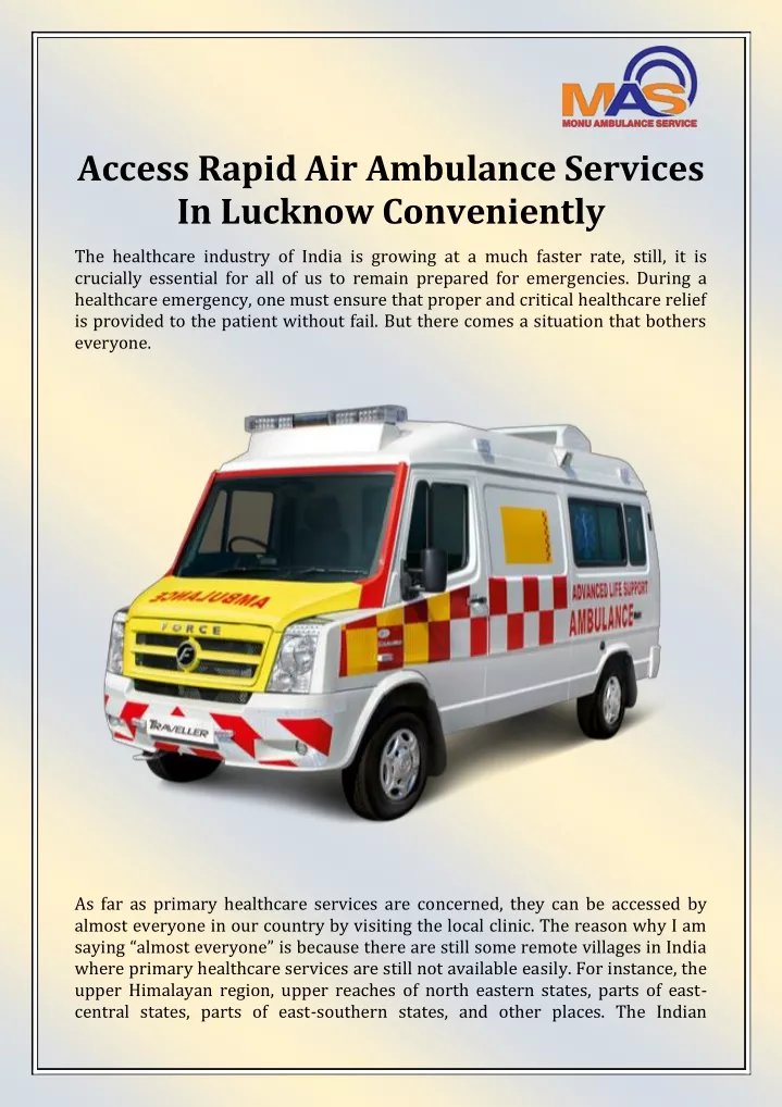 access rapid air ambulance services in lucknow