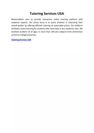 Tutoring Services USA