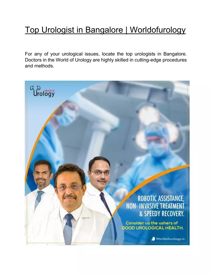 top urologist in bangalore worldofurology