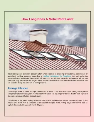 What Is the Lifespan of a Metal Roof?