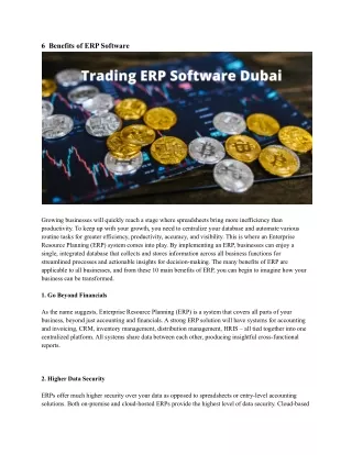 6 benefits of erp software