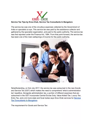 Service Tax Tips by Kros-Chek, Service Tax Consultants In Bangalore