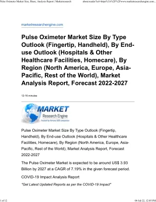 pulse oximeter market size share analysis report