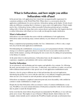 what is softaculous and how might you utilize