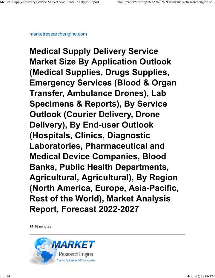 medical supply delivery service market size share