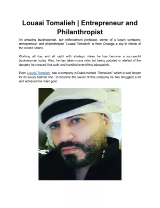 Louaai Tomalieh - Entrepreneur and Philanthropist