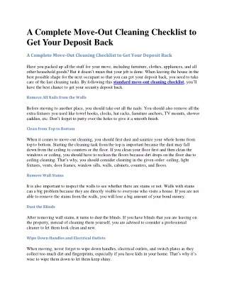 a complete move out cleaning checklist