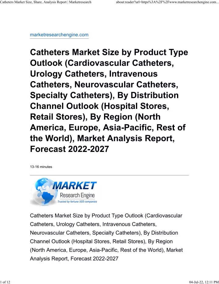 catheters market size share analysis report