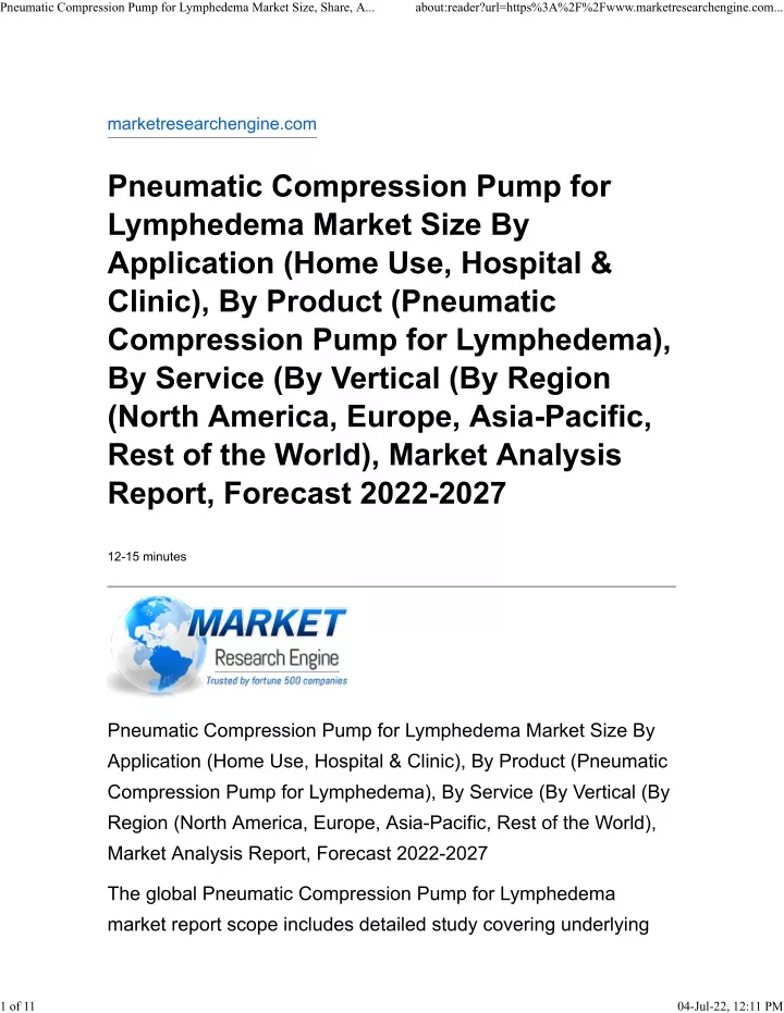 pneumatic compression pump for lymphedema market