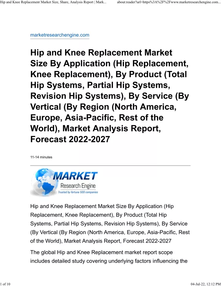 hip and knee replacement market size share