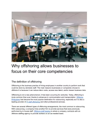 Why offshoring allows businesses to focus on their core competencies