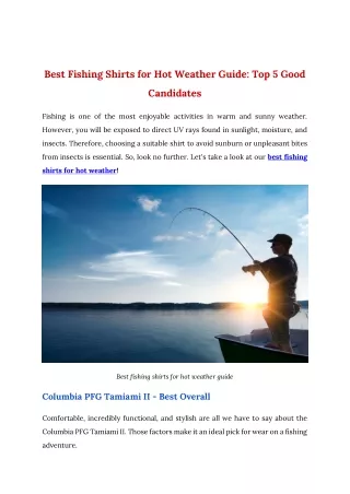 Best Fishing Shirts for Hot Weather Guide: Top 5 Good Candidates
