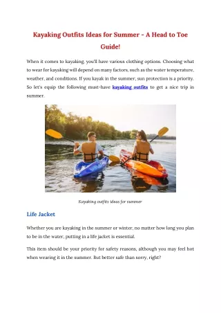 Kayaking Outfits Ideas for Summer - A Head to Toe Guide!