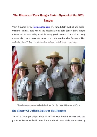The History of Park Ranger Hats - Symbol of the NPS Ranger