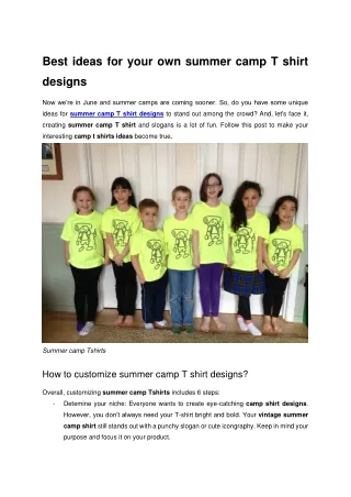 Best ideas for your own summer camp T shirt designs