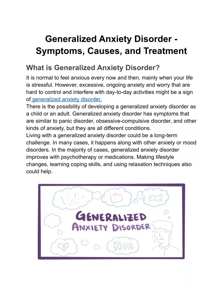 generalized anxiety disorder symptoms causes