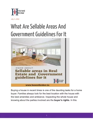 Sellable Areas in Real estate and their Government Guidelines
